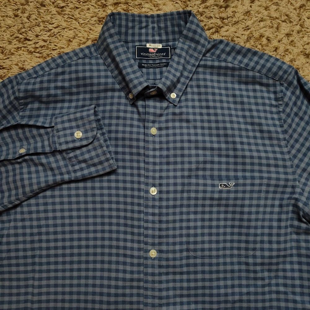 Vineyard Vines Plaid Men Sz M Slim Fit Tucker Shirt Oxford Long Sleeve Button